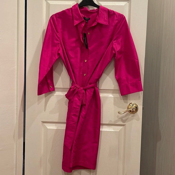 Talbots Fuchsia Parachute Button Down Belted dress SZ14 - Picture 1 of 4